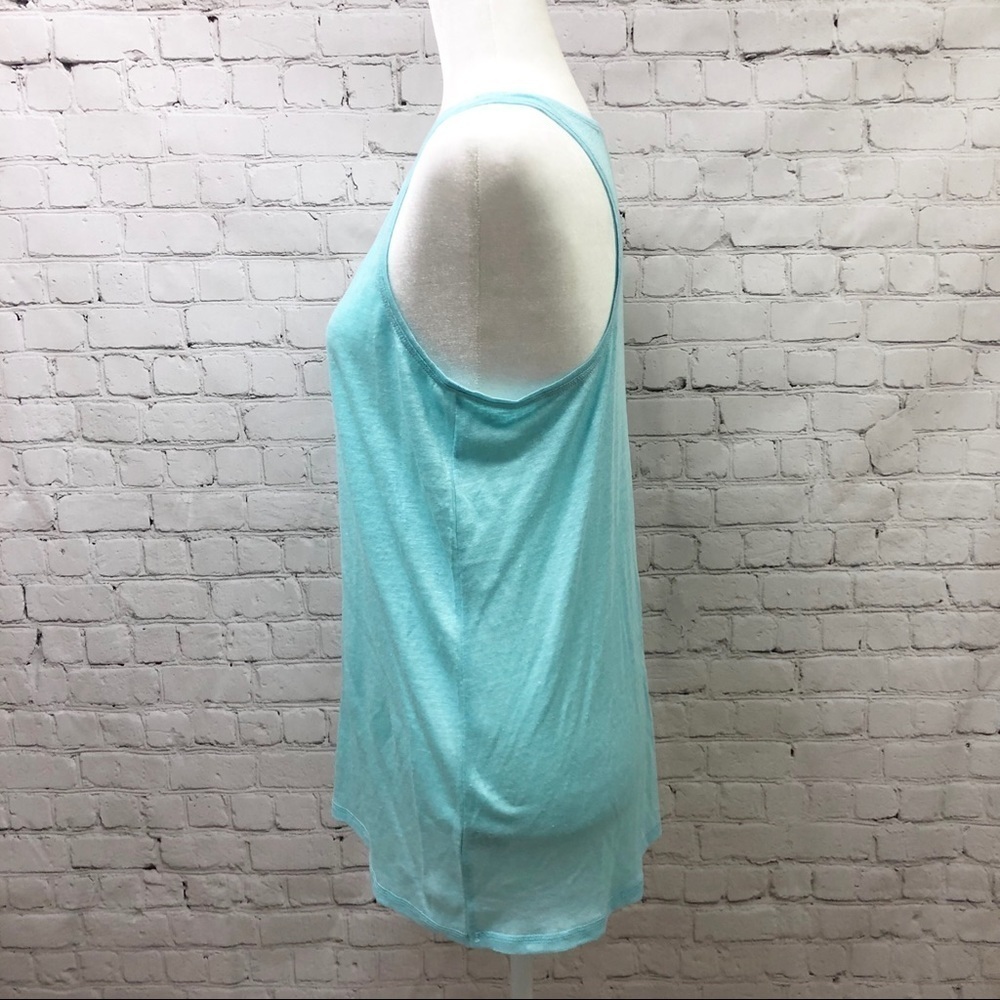 Halogen Linen Racerback Tank Turquoise Size Medium Summer - Picture 4 of 8